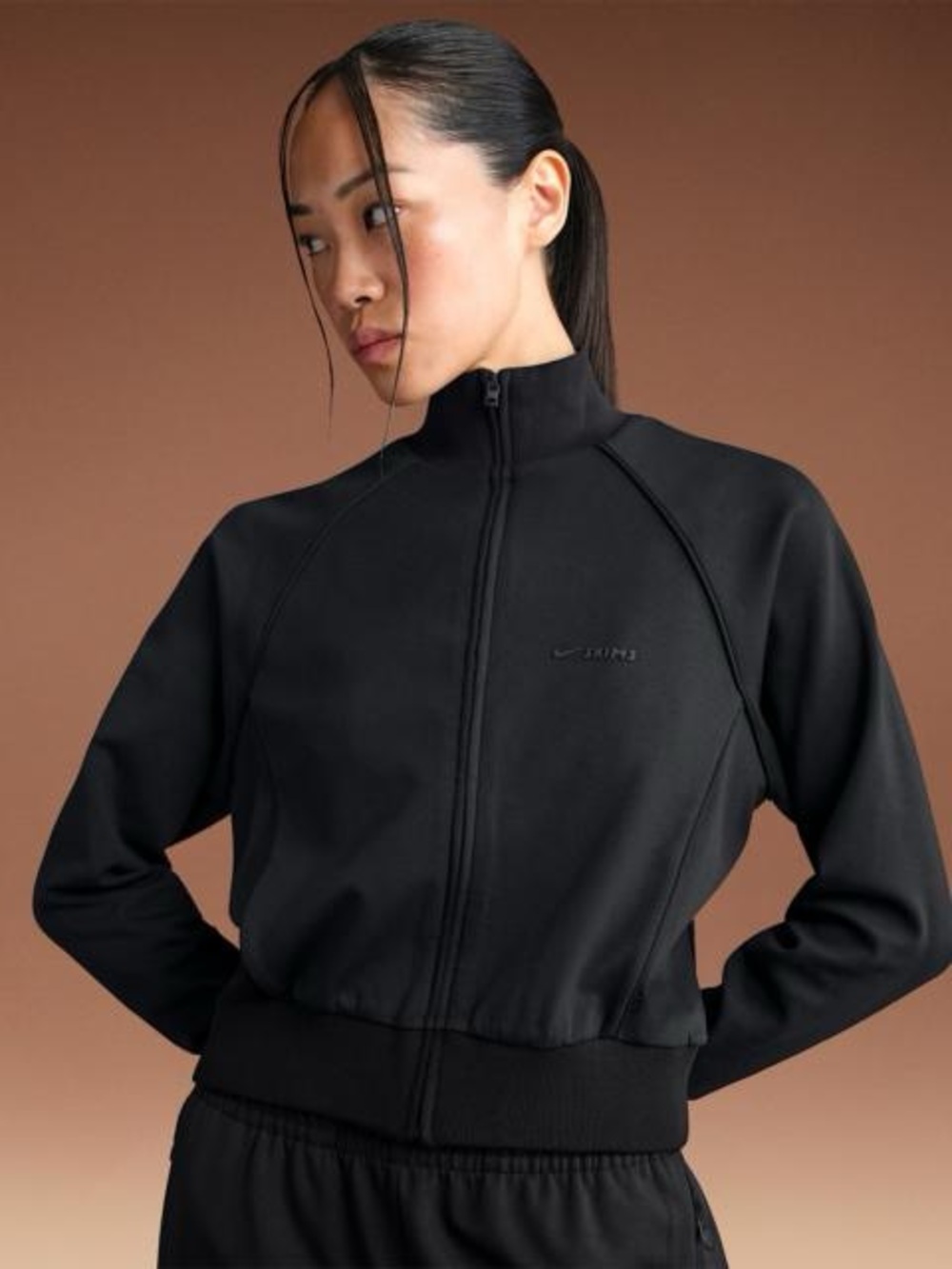 Nike x SKIMS Tricot Matte Track Jacket Black Full Zip Size Medium NWOT